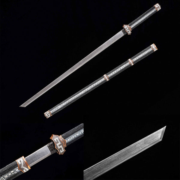 Épée traditionnelle chinoise faite à la main Boutique Sword Pure Sky Iron Meteoric Iron Triple Clamp Steel Moule d'origine Cuivre violet incrusté d'argent DTC13