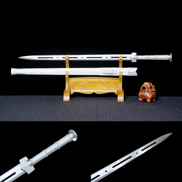 Handmade Chinese Traditional Sword High Performance Manganese Steel Gold Thread Lacquer Sheath Ice Soul Han Sword HGC08