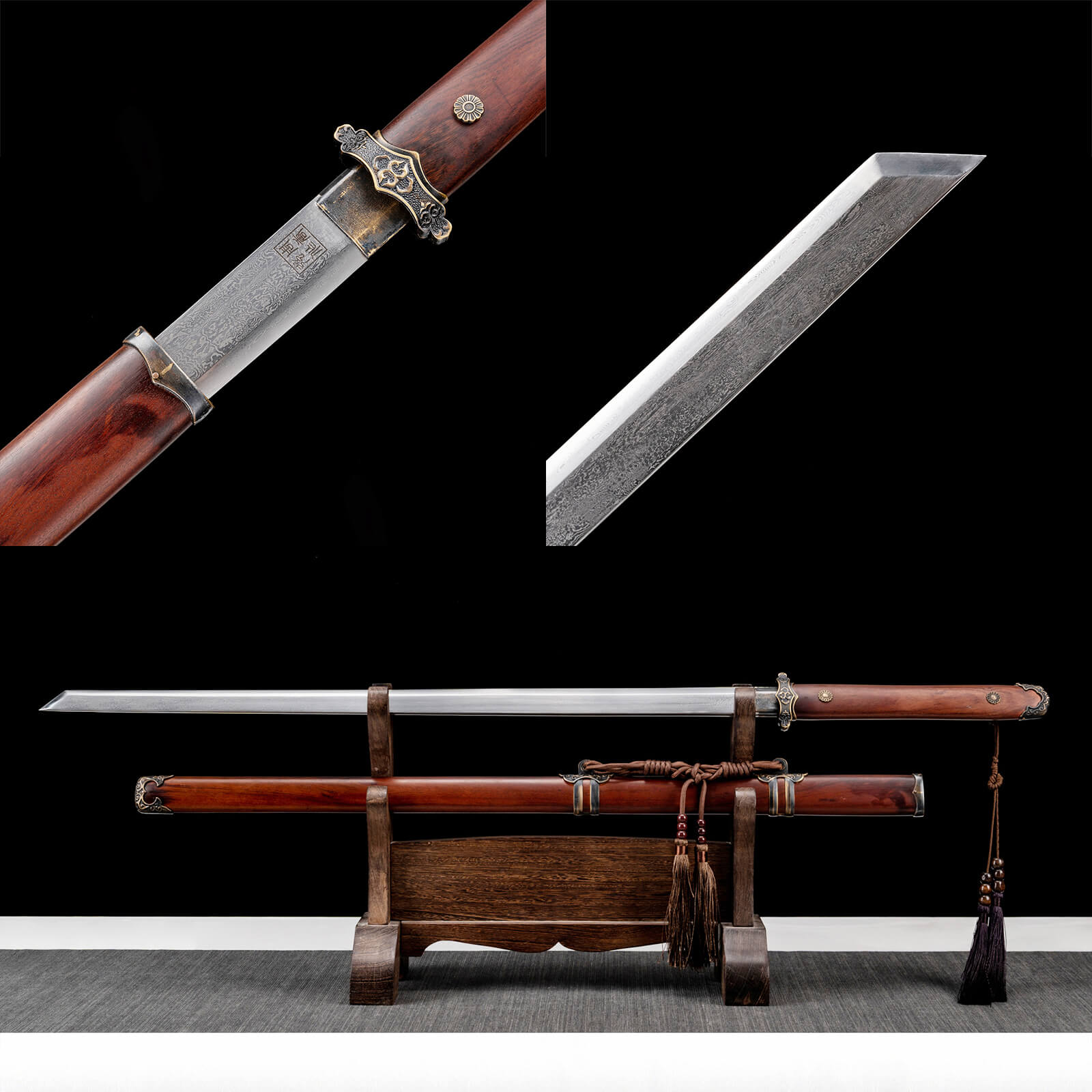 Handmade Chinese Traditional Sword Pattern Steel Sandalwood Sheath Sim ...