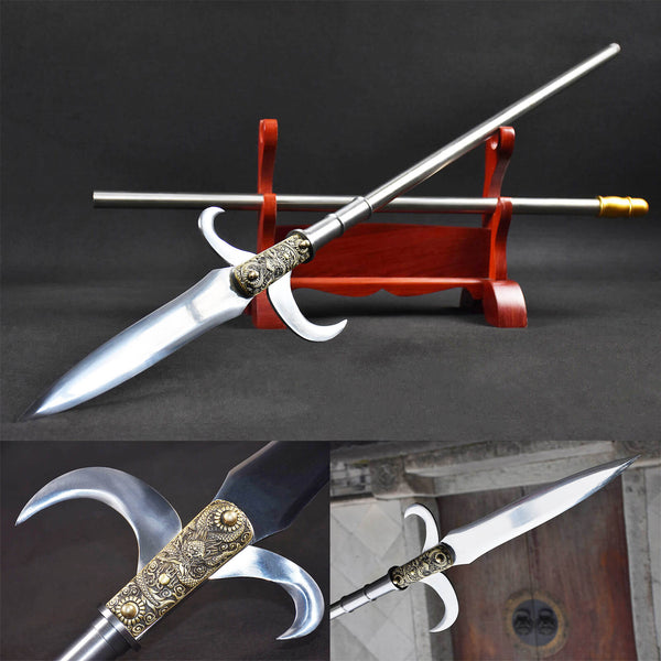 Handmade Chinese Traditional Eighteen Weapons High Manganese Steel Billhook Spear HGP08