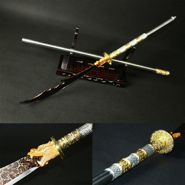 Handmade Chinese Traditional Eighteen Weapons High Manganese Steel Dark Inflammation of the Guan Gong Spear HGP13