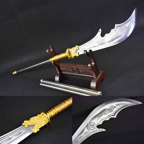 Handmade Chinese Traditional Eighteen Weapons High Manganese Steel Dragon Skies Long Pattern Spear HGP07