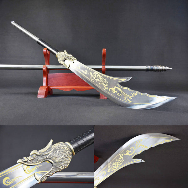 Handmade Chinese Traditional Eighteen Weapons High Manganese Steel Dragon's Breath Spear HGP15