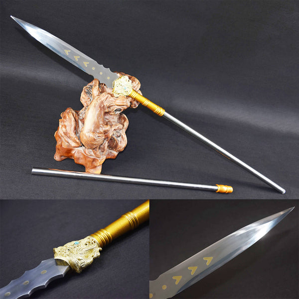 Handmade Chinese Traditional Eighteen Weapons High Manganese Steel Feng Yi Spear HGP06