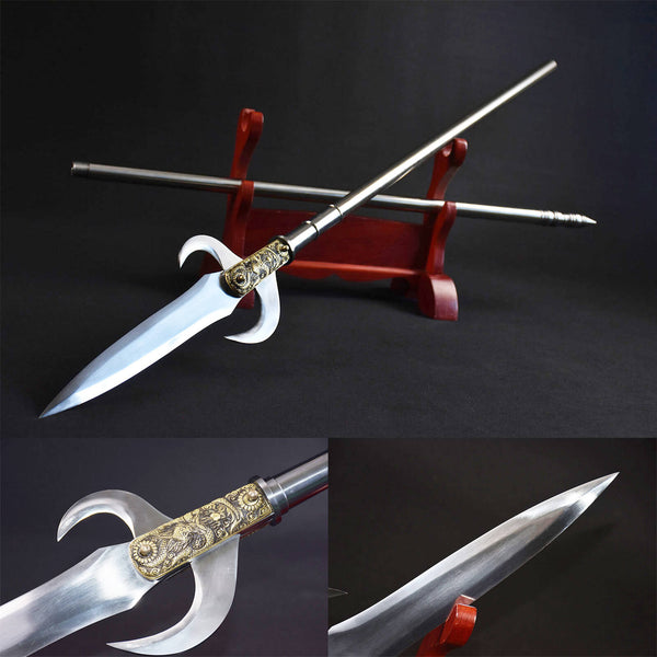 Handmade Chinese Traditional Eighteen Weapons High Manganese Steel Liangshan Chain Spear HGP14