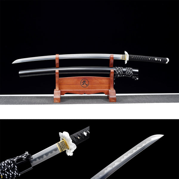 Handmade Japanese Samurai Katana High Carbon Steel Solid Wood Rope Ice Samurai HWK05