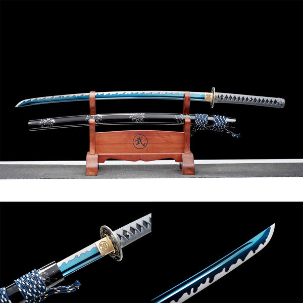 Handmade Japanese Samurai Katana High Performance Manganese Steel Solid Wood Paint Sheath Magpie Step Branch HWK56