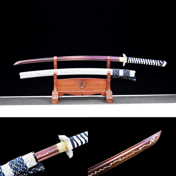 Handmade Japanese Samurai Katana High-performance Manganese Steel Baked Purple Penglai HWK54