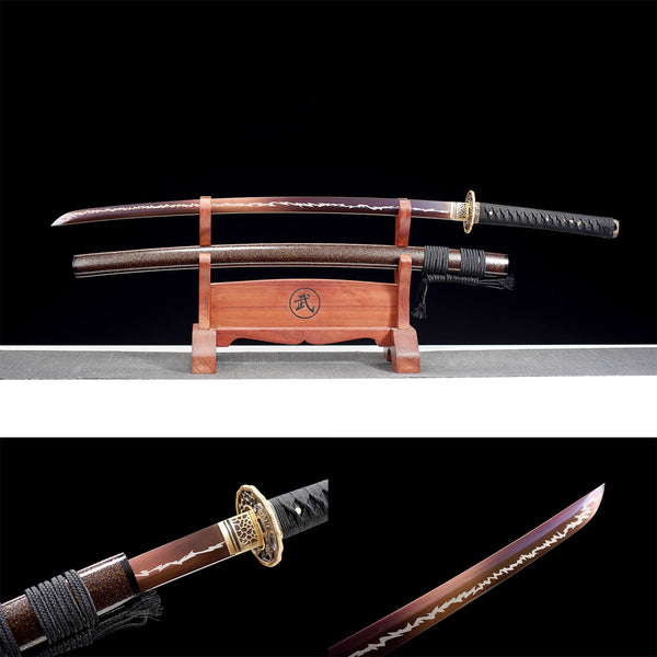 Handmade Japanese Samurai Katana High-performance Manganese Steel Baked Purple Dueling Master HWK36