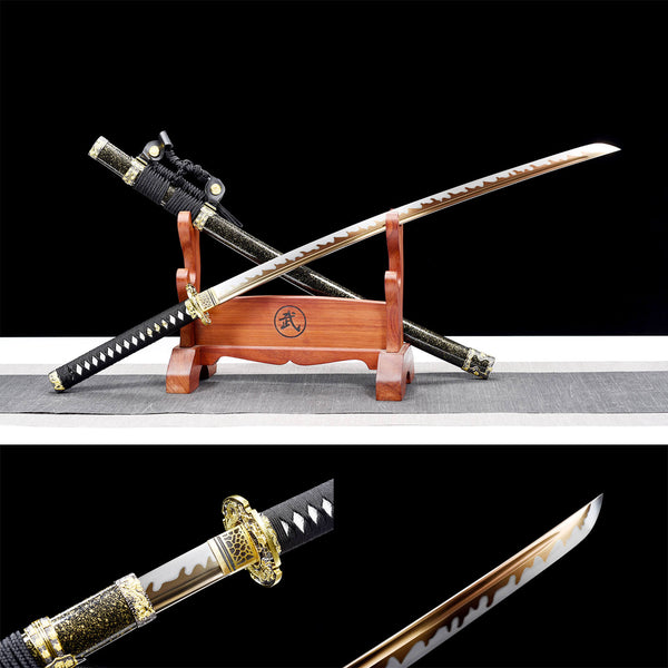 Handmade Japanese Samurai Katana Manganese Steel Solid Wood Lacquer Sheath Dragonblade HWK46