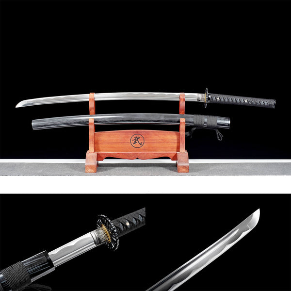 Handmade Japanese Samurai Katana Medium Carbon Steel Solid Wood Lacquer Sheath Taili HWK70