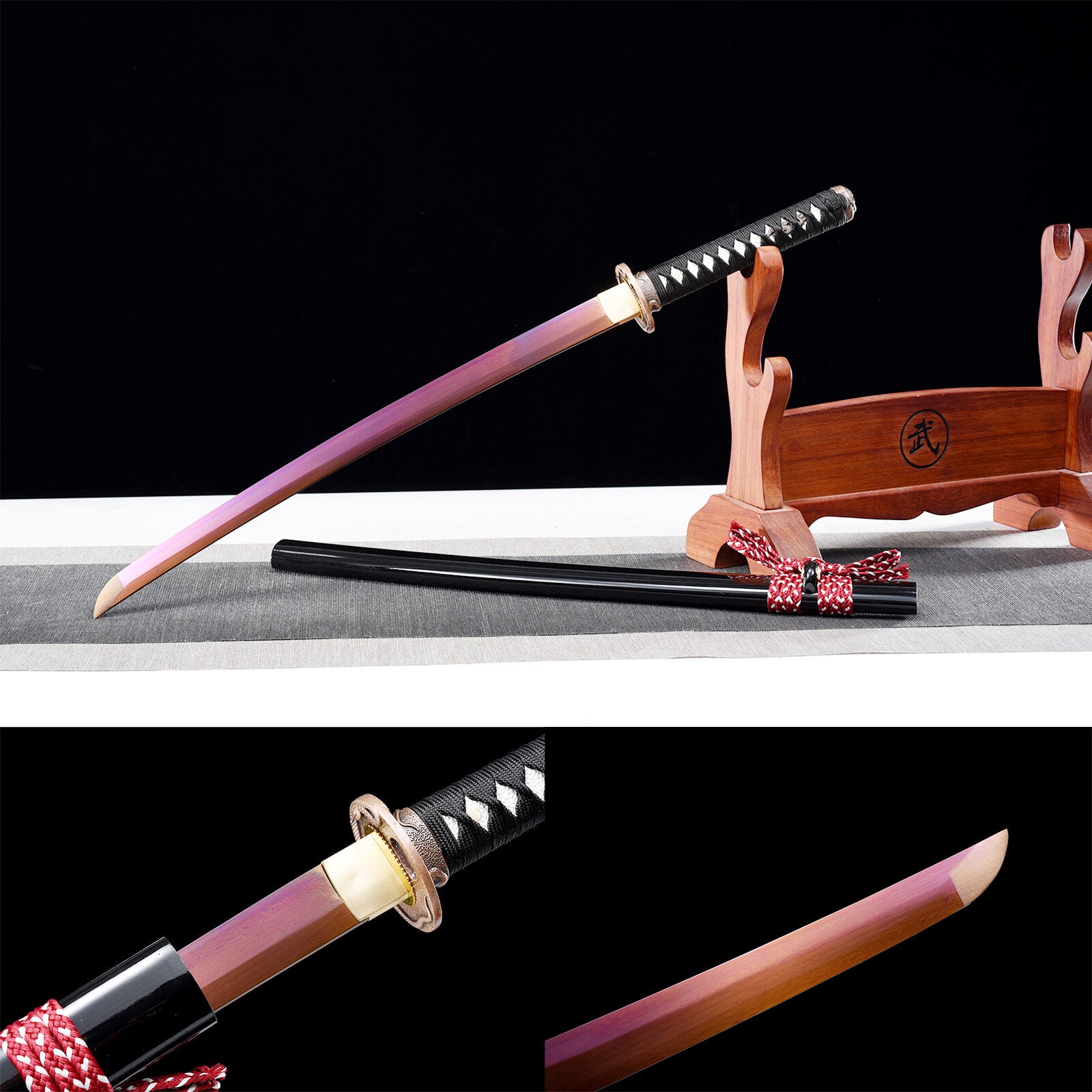 Handmade Japanese Samurai Katana Pattern Steel Solid Wood Paint Sheath ...