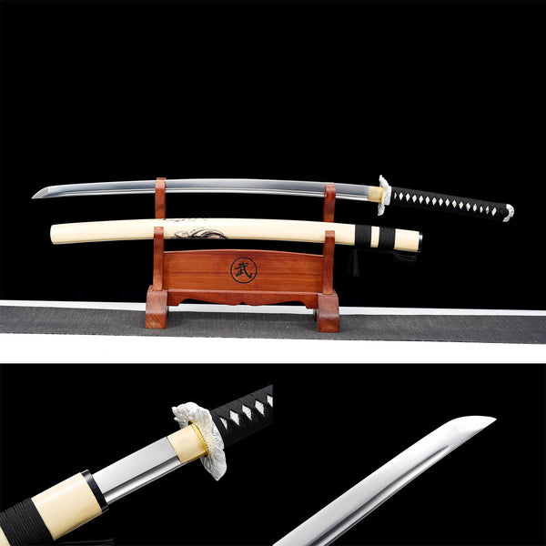 Handmade Japanese Samurai Katana Spring Steel Solid Wood Sheath Daylight HWK50