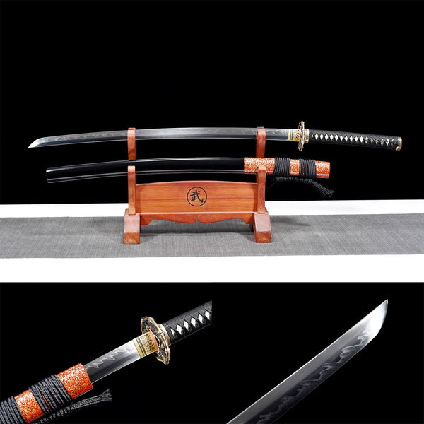 Handmade Japanese Samurai Katana T10 Steel Flame Pattern Maniac Python HWK38