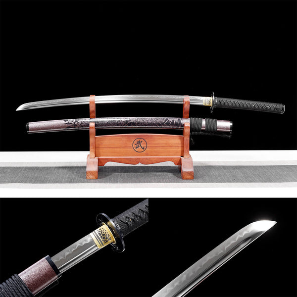 Handmade Japanese Samurai Katana T10 Steel Mirror Grinding Process Exorcism HWK15