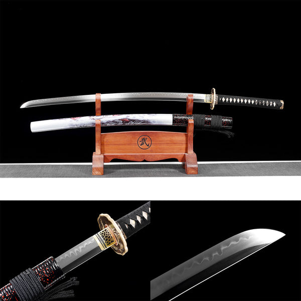 Handmade Japanese Samurai Katana T10 Steel Pearl Fish Skin Rope Eight Sides of the Dragon HWK04