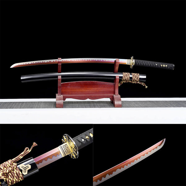 Katana samouraï fait à la main haute Performance acier à ressort cuit violet quatre côtés meulage fantôme HHK20