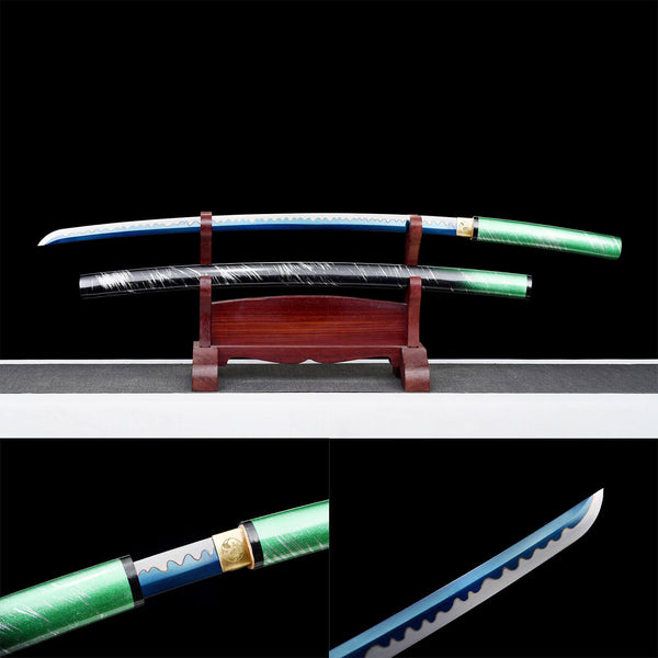 Katana samouraï fait à la main haute performance en acier à ressort quatre diables bleus cuits au four pour s'inquiéter HHK21