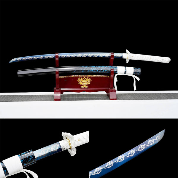 Fait à la main Samurai Katana Haute Performance Spring Steel Grilled Blue Autumn Soul HHK28