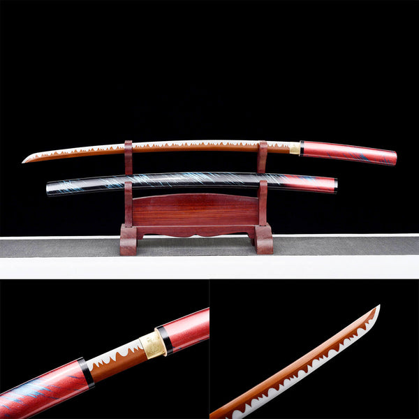 Katana de samouraï fait à la main corps de couteau en acier à ressort haute performance pourpre soucis fantomatiques HHK01