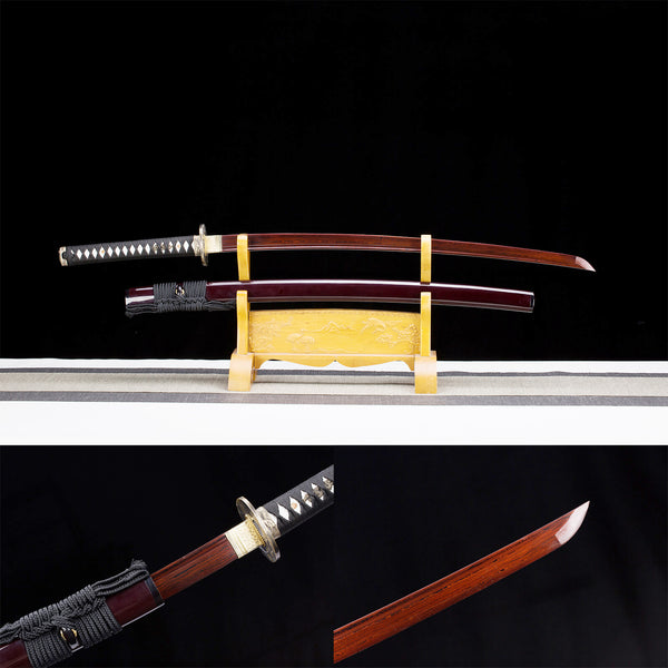 Peinture en bois massif en acier motif samouraï Katana faite à la main HTK17