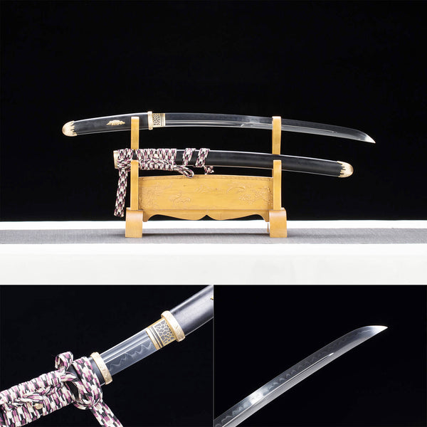 Katana de samouraï fait à la main T10 gaine de poignée intégrée en bois d'ébène en acier HTK22