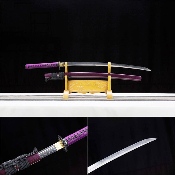 Katana samouraï fait à la main T10 gaine de peinture en bois vert acier HTK23