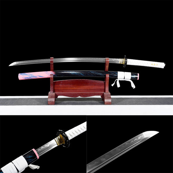 Fait à la main samouraï Katana T10 acier bois massif carte cendre peinture gaine monde humain HHK22