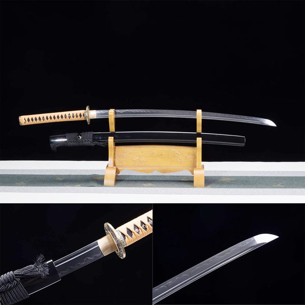 Handmade Japanese Samurai Katana Flame Grain Black T10 Steel  HTK02